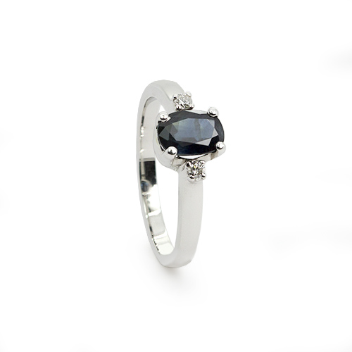 Zaveris 18 Carat White Gold Rich Blue Sapphire and Diamond Ring