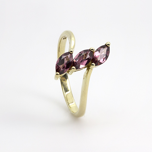 Zaveris 9 Carat Yellow Gold Rhodolite and Diamond Ring