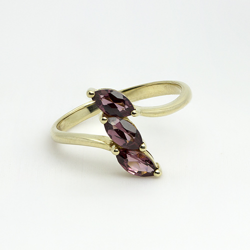 Zaveris 9 Carat Yellow Gold Rhodolite and Diamond Ring