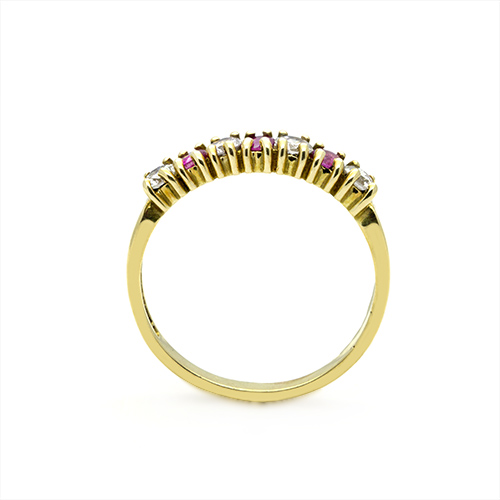 Zaveris 18 Carat Yellow Gold Round Ruby and Round Diamond Ring
