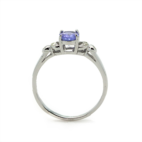 Zaveris 9 Carat White Gold Tanzanite and Side Stone Diamond Ring