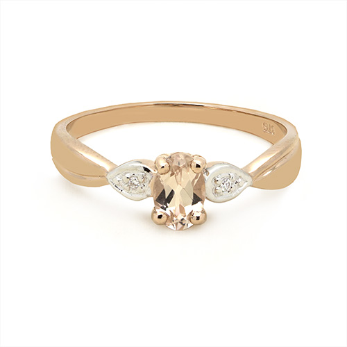Zaveris 9 Carat Rose Gold Four Prong Morganite and Diamond Ring