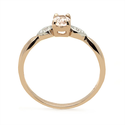 Zaveris 9 Carat Rose Gold Four Prong Morganite and Diamond Ring