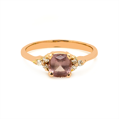Zaveris 18 Carat Solid Rose Gold Lotus Garnet and Diamond Ring