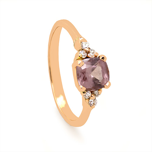Zaveris 18 Carat Solid Rose Gold Lotus Garnet and Diamond Ring