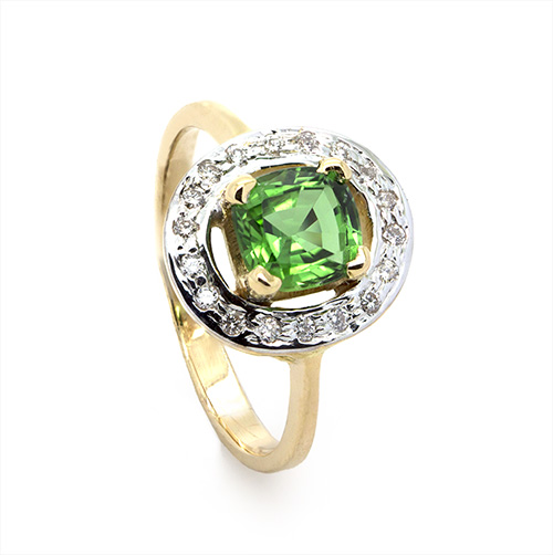 Zaveris 18 Carat Yellow Gold Tourmaline and Diamond Ring