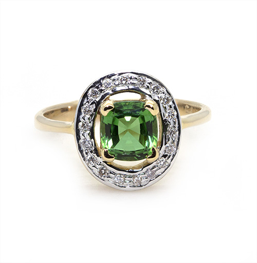 Zaveris 18 Carat Yellow Gold Tourmaline and Diamond Ring