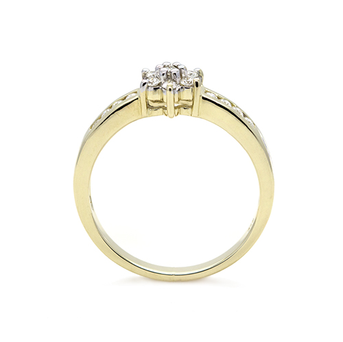 Zaveris 9 Carat Solid Yellow Gold Star Cluster Diamond Ring