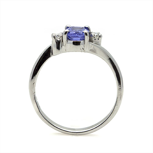 Zaveris 18 Carat White Gold Tanzanite and Duo Diamond Ring