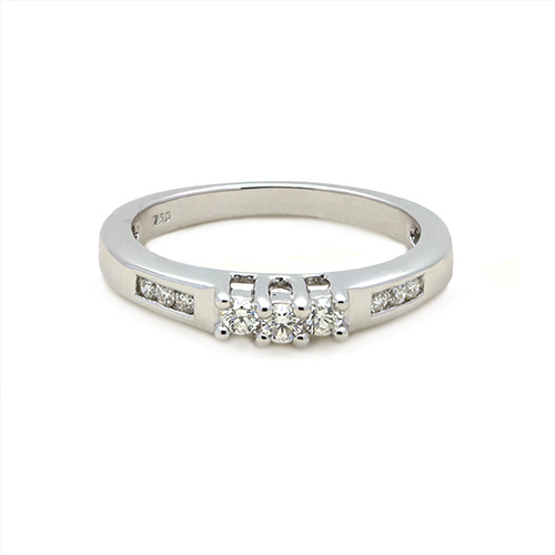 Zaveris 18 Carat Solid White Gold Bezel Set Diamond Ring