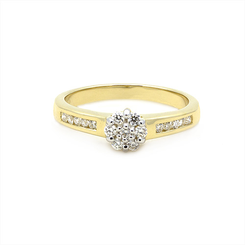 Zaveris 18 Carat Solid Yellow Gold Inset Diamond Ring