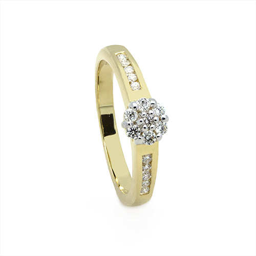 Zaveris 18 Carat Solid Yellow Gold Inset Diamond Ring