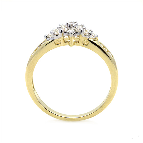 Zaveris 18 Carat Solid Yellow Gold Floral Diamond Ring