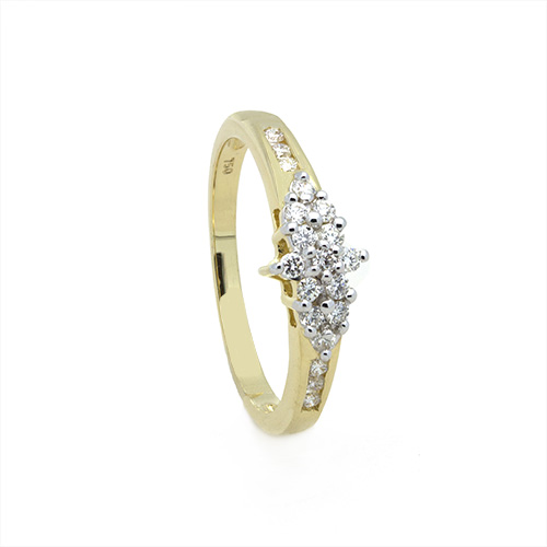 Zaveris 18 Carat Solid Yellow Gold Floral Diamond Ring