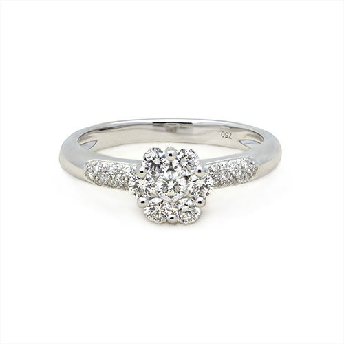 Zaveris 18 Carat White Gold Cluster Set Diamond Ring