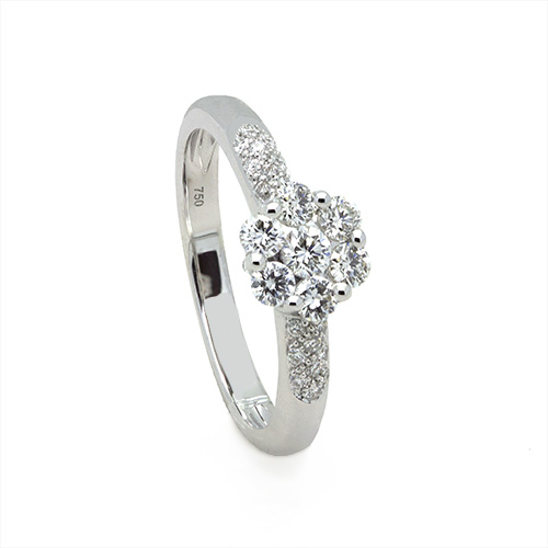 Zaveris 18 Carat White Gold Cluster Set Diamond Ring