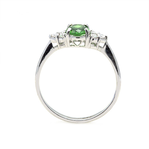 Zaveris 18 Carat White Gold Tsavorite and Diamond Ring