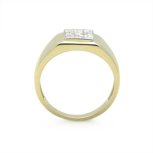 Zaveris 9 Carat Yellow Gold Men's Square Diamond Ring