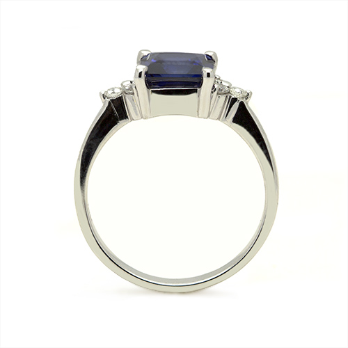 Zaveris 18 Carat White Gold Blue Sapphire and Diamond Ring