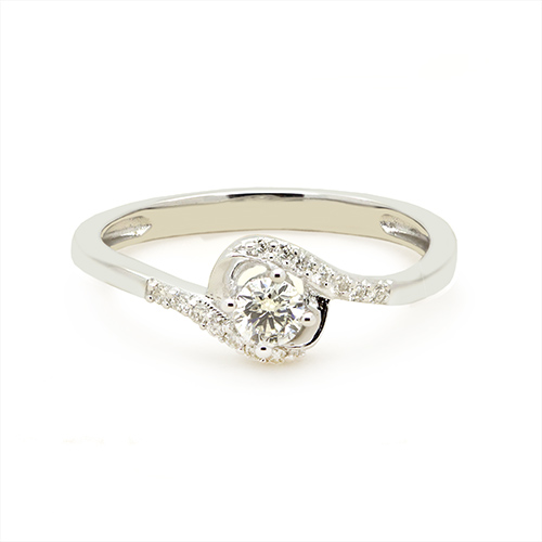 Zaveris 18 Carat White Gold Bypass Diamond Ring