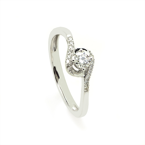 Zaveris 18 Carat White Gold Bypass Diamond Ring