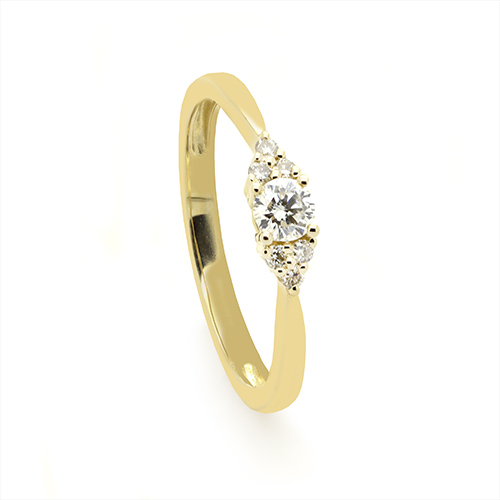 Zaveris 9 Carat Yellow Gold Round Cut Diamond Ring