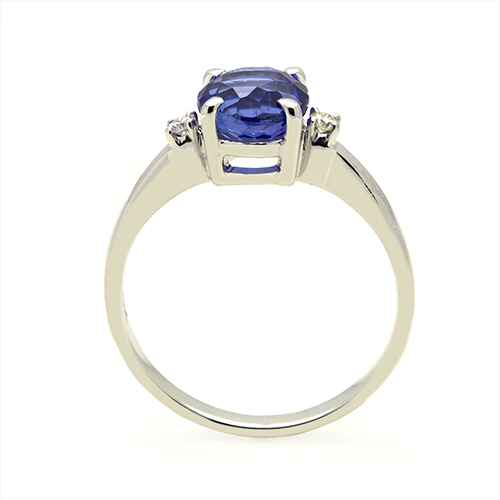 Zaveris 18 Carat White Gold Tanzanite and Side Stone Diamond Ring