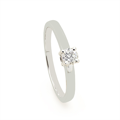 Zaveris 18 Carat White Gold Round Cut Diamond Ring