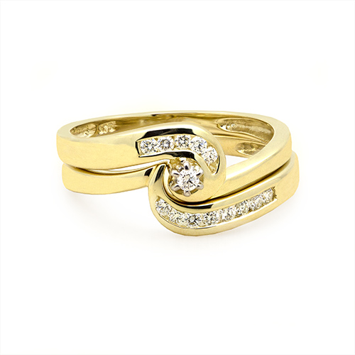 Zaveris 9 Carat Yellow Gold Twin Bypass Diamond Ring