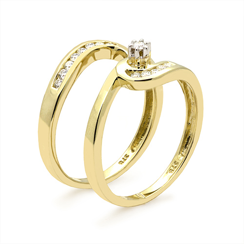 Zaveris 9 Carat Yellow Gold Twin Bypass Diamond Ring