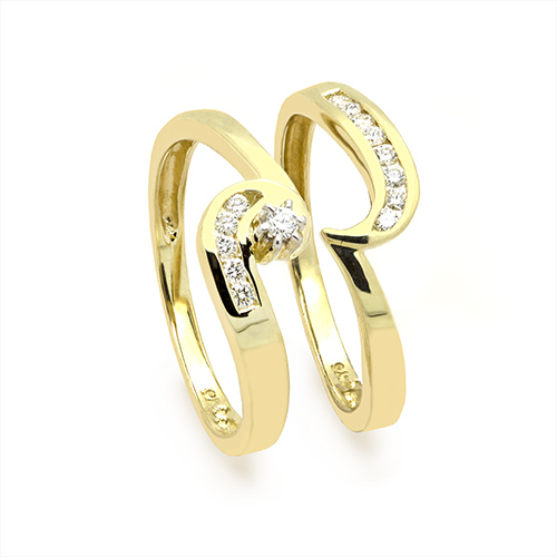Zaveris 9 Carat Yellow Gold Twin Bypass Diamond Ring