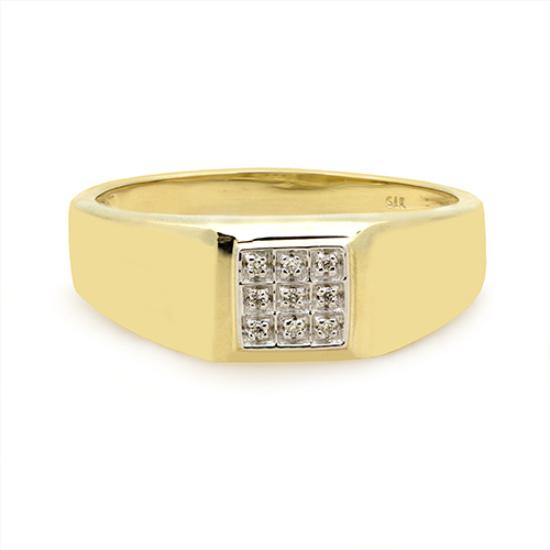 Zaveris Tapered 9 Carat Yellow Gold Men's Diamond Ring