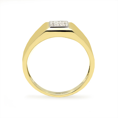 Zaveris Tapered 9 Carat Yellow Gold Men's Diamond Ring