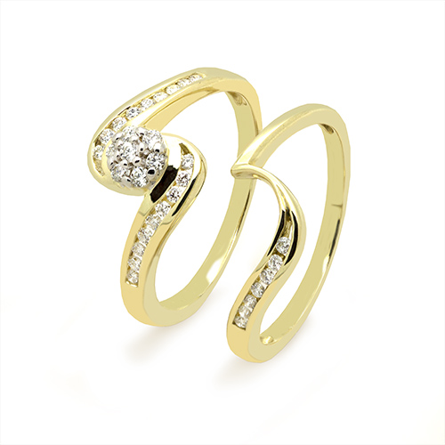 Zaveris Duo 9 Carat Yellow Gold Bypass Diamond Ring
