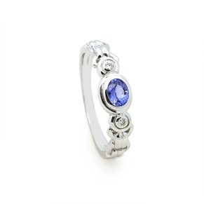 Zaveris 14 Carat White Gold Tanzanite and Diamond Ring