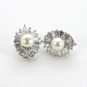 Zaveris Pearl and Cubic Zircon Earrings