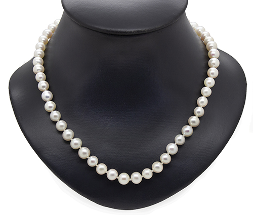 Zaveris AAA Pearl (8- 8.5MM) and Sterling Silver Necklace