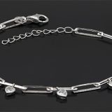 Sterling Silver Elongated Link and Heart Bracelet
