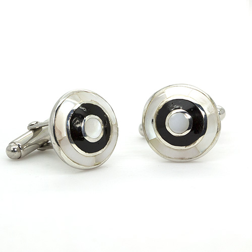 Zaveris Sterling Silver Round Button Cufflinks