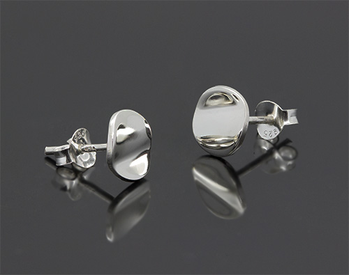 Zaveris Sterling Silver Wave Studded Earrings