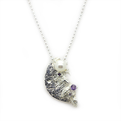 Zaveris Sterling Silver Amethyst and Pearl Pendant