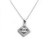 Silver Diamond Shaped Cubic Zircon Pendant