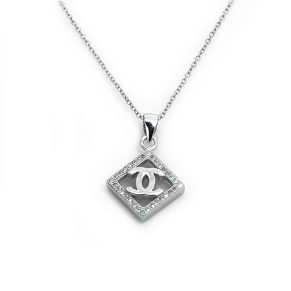 Silver Diamond Shaped Cubic Zircon Pendant