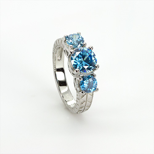 Zaveris Sterling Silver Sky Blue Cubic Zircon Ring