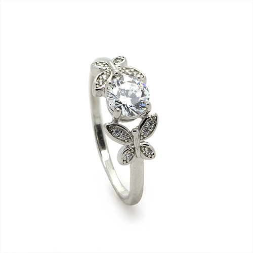 Zaveris Sterling Silver Butterfly Cubic Zircon Ring
