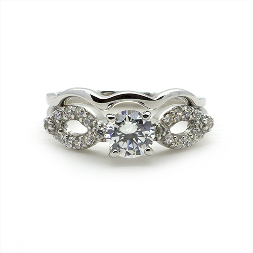Zaveris Sterling Silver Wavy Cubic Zircon Bridal Set