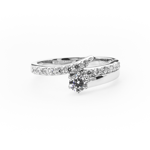 Zaveris Split Sterling Silver Zircon Ring