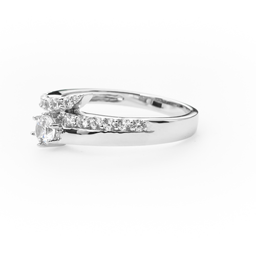 Zaveris Split Sterling Silver Zircon Ring