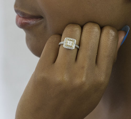 Zaveris Sterling Silver and 9 Carat Yellow Gold Cubic Zircon Ring