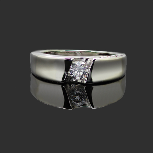 Zaveris Sterling Silver Round Cut Cubic Zircon Wedding Band